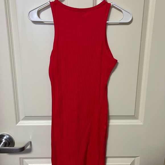 Red Rib Knit Bodycon Mini Dress - Picture 4 of 6